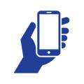 Hand holding cell phone icon