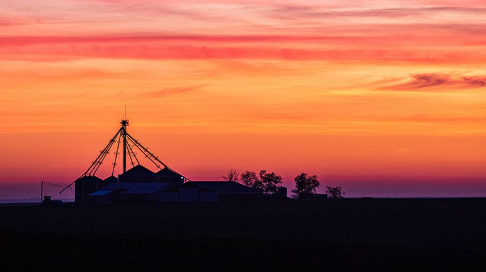Aerial image at sunset