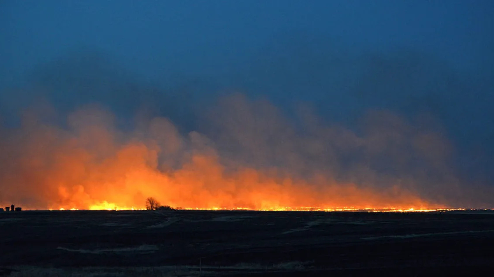 Wildfires in a field