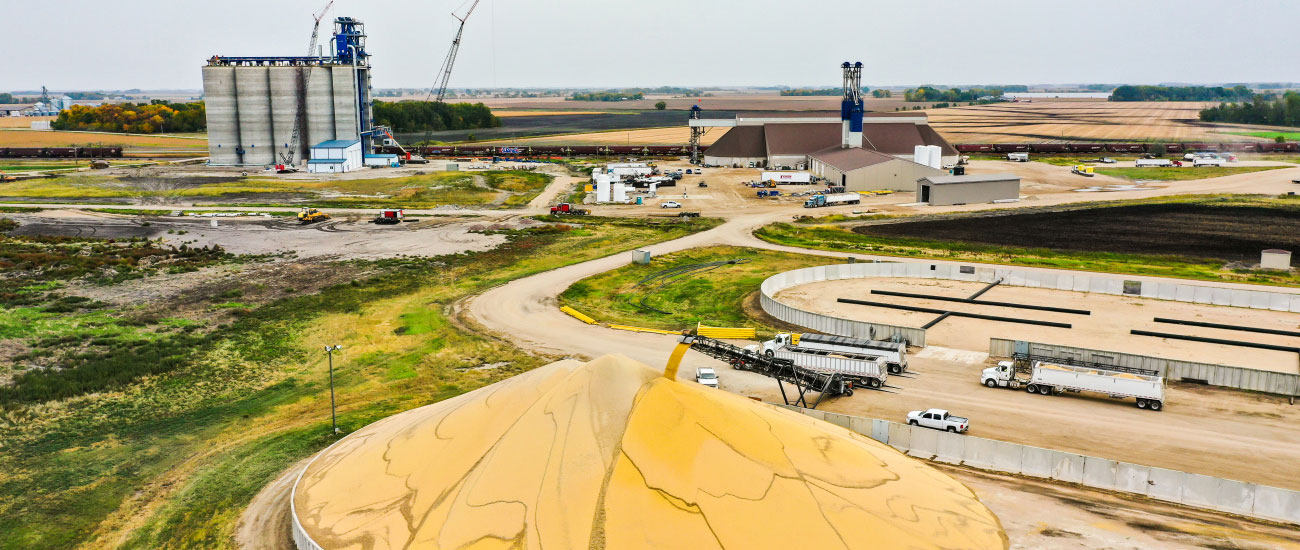 aerial photo of grain elevator near Herman, MN