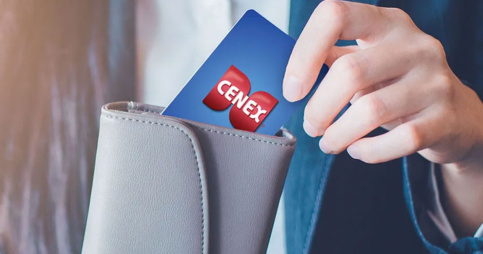 Cenex gift card being placed into a wallet.